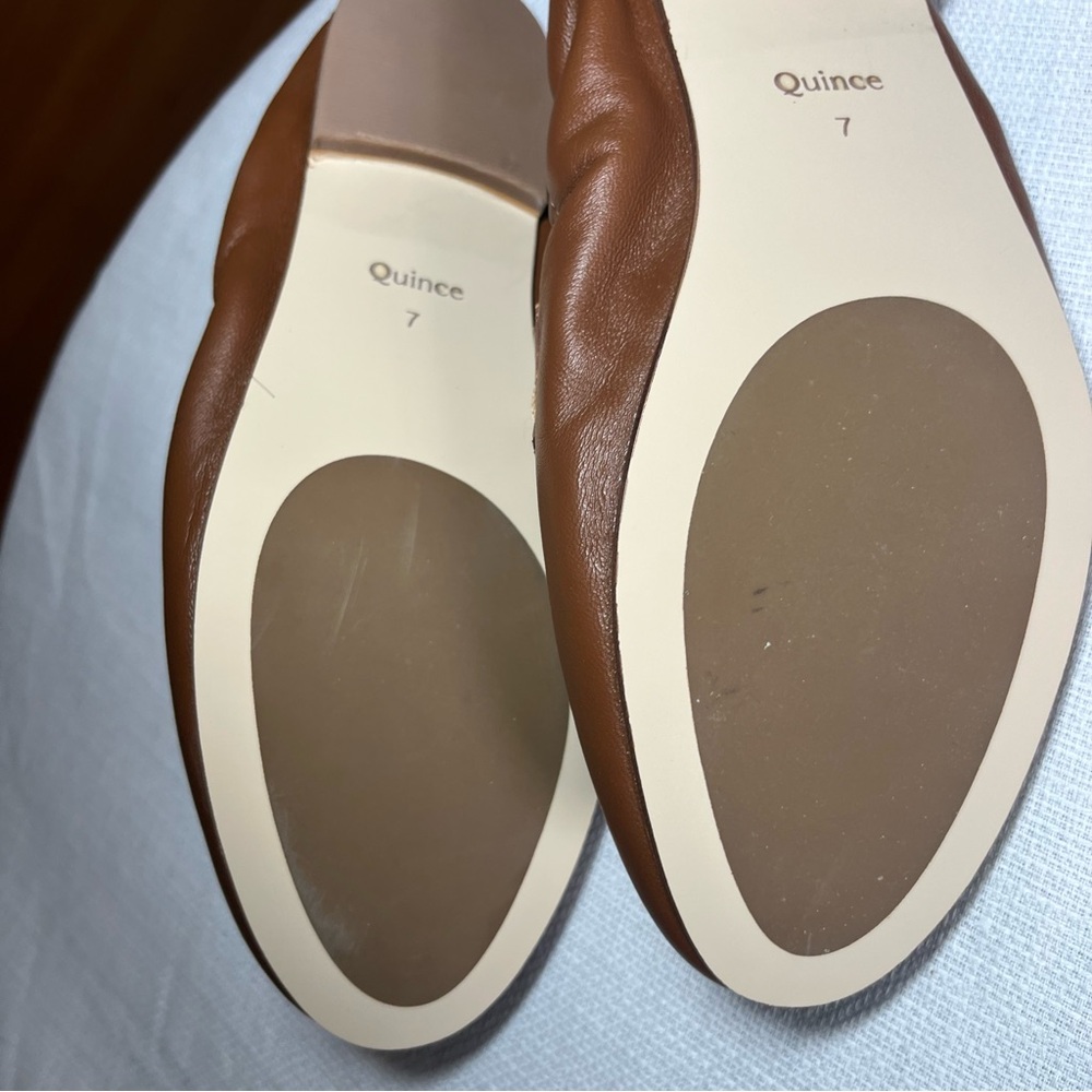 Quince Italian Leather Soft Loafer Ballet Flats Shoes Cognac Brown Prep Womens 7 - Picture 6 of 11